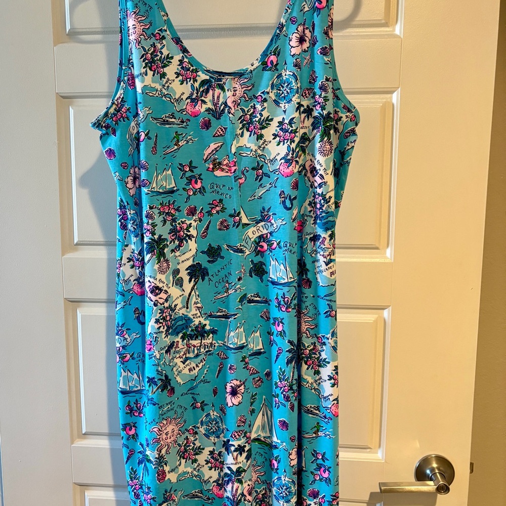 Lilly Pulitzer Blue Midi Dress with Elegant Design
